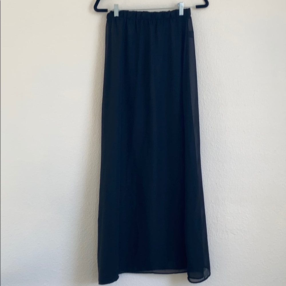 Maxi skirt, black fabric, you can see through